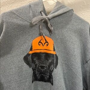 Gray Dog Print Hoodie